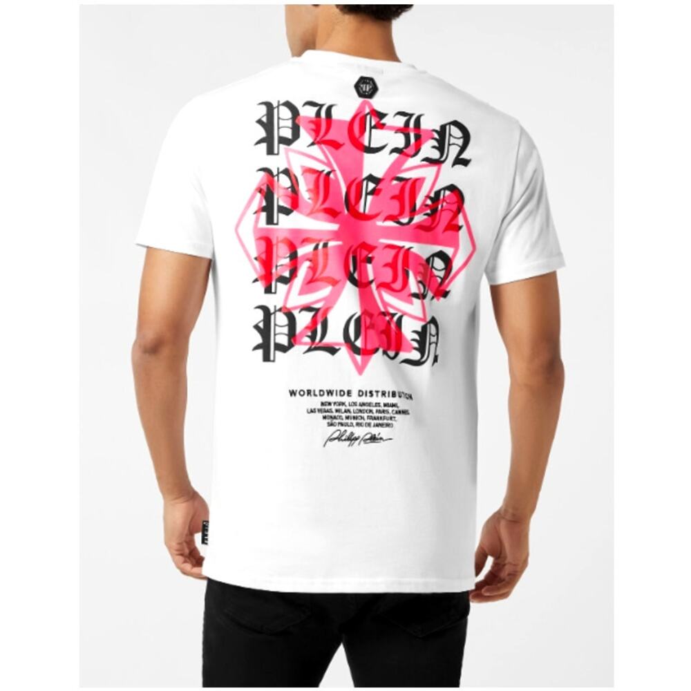 Philipp Plein Men's White Worldwide Puffy Crest Round Neck T-shirt Size XXL